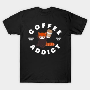 Kawaii red panda Coffee Addict Cute and Cuddly Redpanda Art T-Shirt